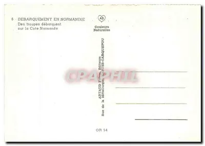 Desembarque na Normandia — Tropas desembarcam na Costa Normanda — Artaud Frères, Editores, Nantes-Carquefou — Verso