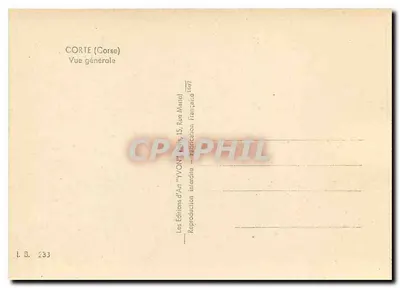 Corte (Corse) — Vue générale — Éditions d'Art 'YVON' Paris — Verso