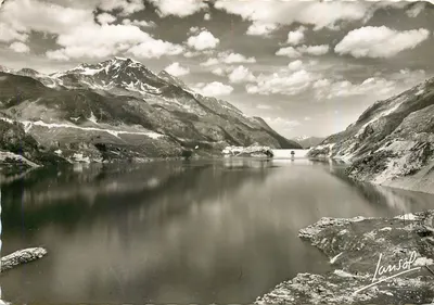 Tignes (Alt. 1660 m.) — A barragem, o Dôme de la Sache e o Mont Pourri — Éditions Photographiques Lansol