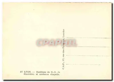 Lyon — Basílica Nossa Senhora de Fourvière e antiga capela — C.A.P. 27, rue des Pyrénées — Verso