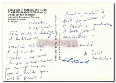 Bassin d'Arcachon — cerca de la Punta de los Caballos — Ediciones de arte Yvon — Reverso