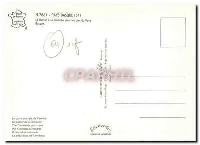 Pays basque, jacht op de duif — Uitgever Elcée, nr. 7861 — Achterkant