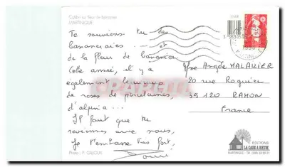 Colibri sobre flor de bananeira — Martinica — Edições La Case à Rhum — Verso