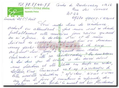 Centro de Reabilitação IRIS — Marcy-l'Étoile — Aquarela Pralios — Verso
