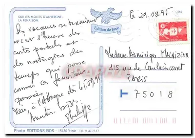 Auvergne — Arbeits Szene mit Kühen — Editions Bos — Rückseite