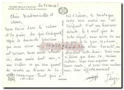 Velha cruz nos bosques de outono — Combier Imprimeur-Mâcon — n° 34-000 — Verso
