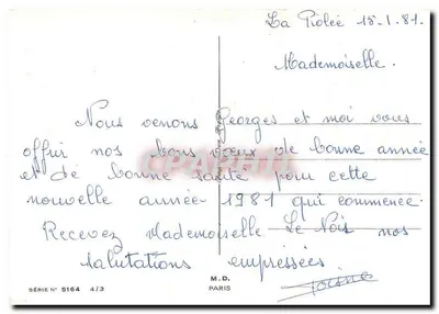 Lanterna di Natale — scena invernale — M.D. Paris, serie 5164 — Verso