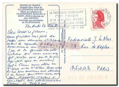 Capela de São Pedro de Villefranche-sur-Mer — oferecida aos pescadores de Villefranche e decorada por Jean Cocteau — Edições de Larrieu — Verso