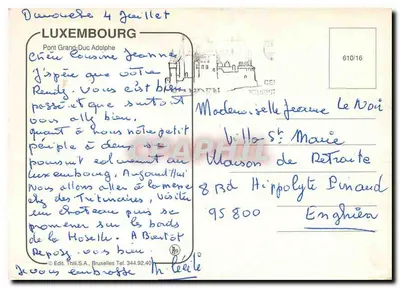Most Wielkiego Księcia Adolfa — Luksemburg — Wyd. Thilli, S.A., Bruksel — Rewers