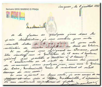 Santuario Gesù Bambino di Praga — Arenzano (Genova) — Edição do editor do santuário — Verso