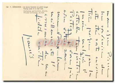 Giovane uomo con giacca rossa — P. Cézanne — editore Pissis, n°126 — Verso