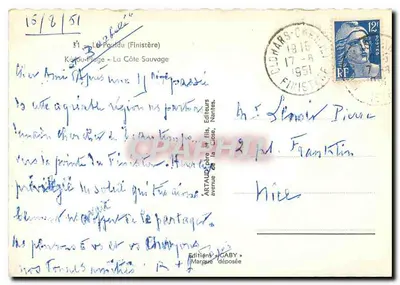 Le Pouldu (Finistère) — A Costa Selvagem — Edição Gaby — Verso