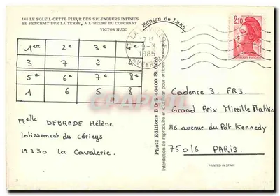 Zachód słońca — Edycja luksusowa — Foto Edycje B.O.S. 46400 St. Céré — Rewers
