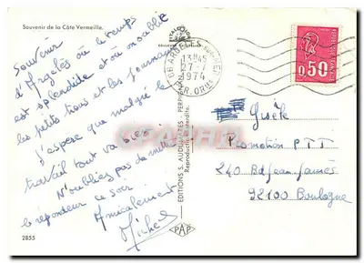 A Costa Vermelha — vista panorâmica das estações balneares — Éditions S. Auduvares, n°2855 — Verso