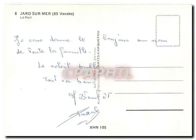 Jard-sur-Mer (85 Vendée) — Le Port — Artaphil / Métallurgie Carquefou — Verso