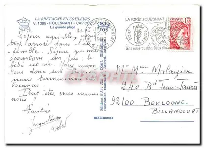 Fouesnant - Cap Coz - A grande praia — Éditions N'Art Jos, série V.1395 — Verso