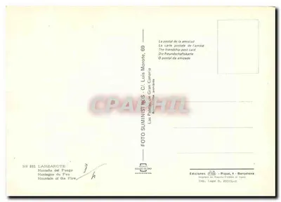Lanzarote — Montanha do Fogo — Ed. FOTO SUMINISTROS, n° 281 — Verso