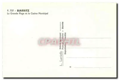Biarritz — A Grande Praia e o Casino Municipal — L. Lavielle — Verso