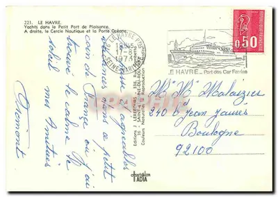 Le Havre — Yachts no Pequeno Porto de Praia — Edições J. LEREBOURS — Verso