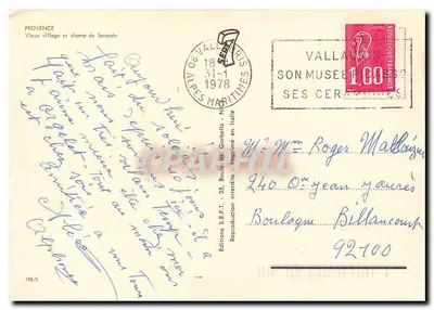 Provence — Vieux village et champ de lavande — Editions S.E.P.T. - Imprimé en Italie — Verso