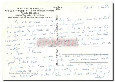 Grenoux-les-Bains — Estação Termal e Climática — Éditions Otsetor NICE — Verso