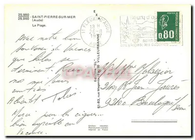 Saint-Pierre-sur-Mer — A Praia — Edições 'SL' — Verso