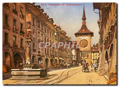 Bern. Kramgasse com o Zähringerbrunnen e torre Zeitglockenturm — WEFÖ-Verlag AG, n° 469