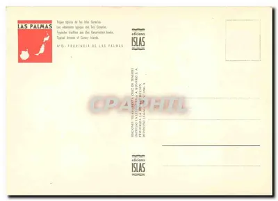 Typowe stroje z Kanaryjskich Wysp — Provincia de Las Palmas — wydawca Éditions Islas, nr 15 — Rewers