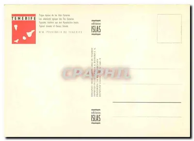 Typowe stroje z Tenerife — Provincia de Tenerife — wydawca Ediciones Islas, N°14 — Rewers
