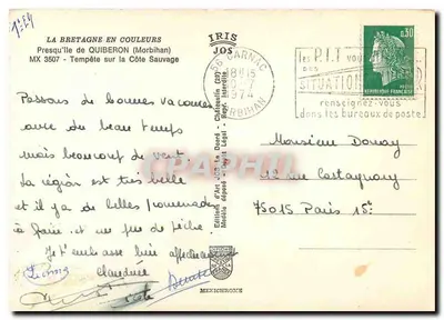 Presqu'île de Quiberon (Morbihan) — Costa Selvagem — Edições de Arte Jos, Carnac — Verso