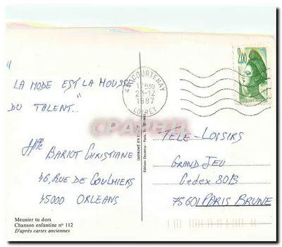 El molinero duerme — Canción infantil n°112 — Ediciones Decorce, París — Reverso