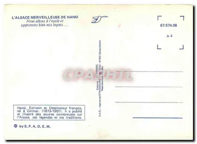 Dzieci w zimowej stroju — scena szkolna — Hansi, wydawca S.A.D. n°67.574.08 — Rewers