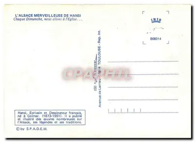 Scena uliczna w Colmarze — Hansi, francuski pisarz i rysownik — wydawca S.P.A.D.E.M. — Rewers