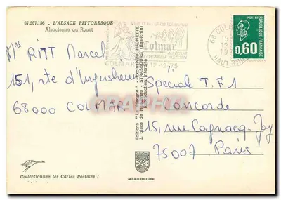 Kobieta w stroju alzaskim — wnętrze bogato zdobione — Iris — Rewers