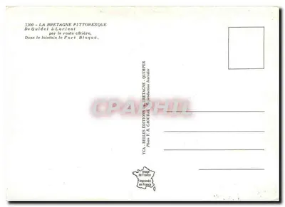 Guidel a Lorient — pela estrada costeira — no horizonte o Forte Bloqueado — Éditions de Bretagne, Quimper — Verso