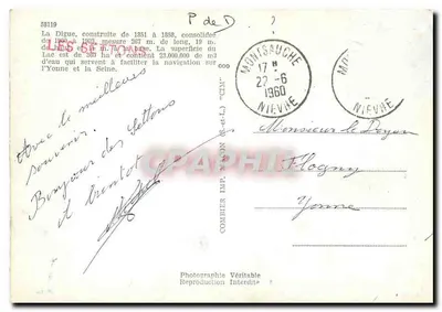 Settons — Lago e dique — Combière Imp. Nievre — Verso