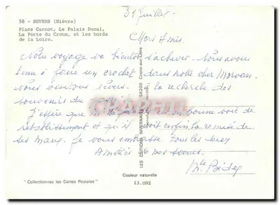 Nevers — Lembrança de Nevers — Les Éditions Nivernaise — Verso