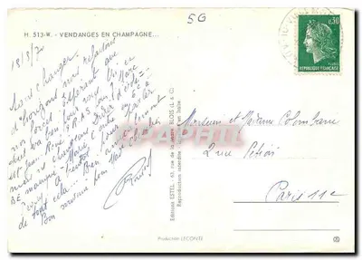 Colheita na Champagne — Editor Estel, n° H.513-W — Verso
