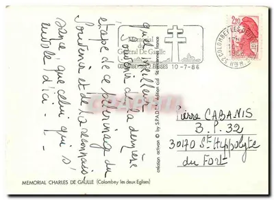 Gedenkstätte Charles de Gaulle — Colombey-les-Deux-Églises — Ausgabe S.P.A.D.E.M. — Rückseite