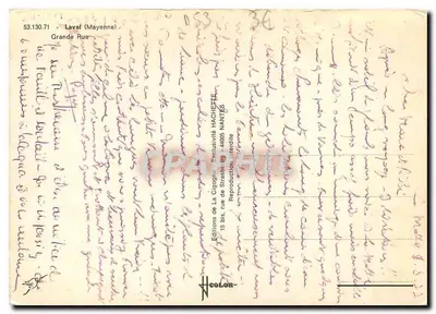 Laval (Mayenne) — rua de La Cigogne — Éditions de La Cigogne — Verso