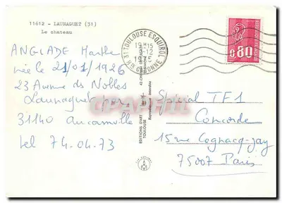 Zamek Launaguet — 11612 Launaguet (31) — Wydawnictwo Dart Toulouse — Rewers