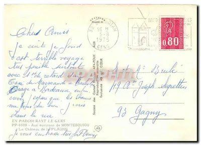 Castelo de La Plagne — Le Gers — Sociedade das Cartas Postais APA-POUX — Verso