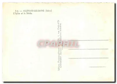 Allevard-les-Bains — A Igreja e o Bréda — Éditions Chambéry (Savoie) — Verso