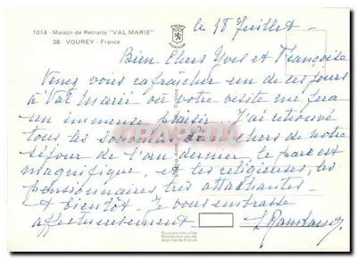 Dom emerytalny 'VAL MARIE' — Vourey, Francja — n°1014 — Rewers