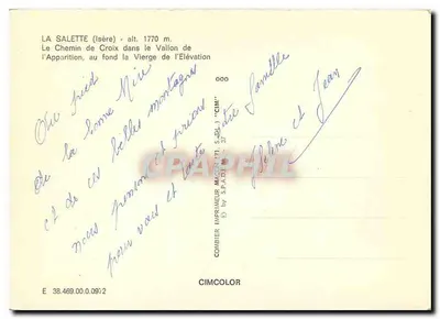 La Salette — Caminho da Cruz no Vale da Elevação — Impressor Macon — Verso