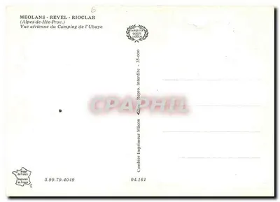 MeoLans-Revel - Rioclar — Widok z powietrza na obozie Ubaye — Wydawca Combiet Mâcon — Rewers