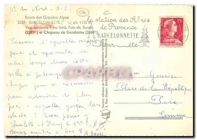Barcelonnette — Vista geral — Sociedade Edições da França — Verso