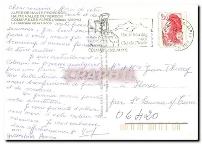 Cachoeira da Lance — Alta Valey do Verdon — Éditions S.E.P.T. - Impresso na Itália — Verso