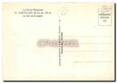A Estrada de Napoleão — O Col de Lecques — Bontoux & Domenge — Verso