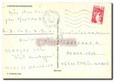 Sisteron, Castellane — Alpes-de-Haute-Provence — Annot — Achterkant
